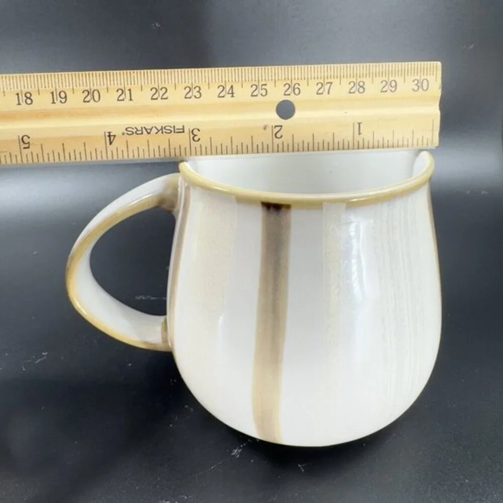 Denby Truffle Layers Stoneware Mug Cup Brown Stripes Porcelain England Set Of 2‎